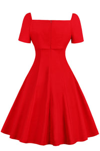 Gothic Red Lace Bow Tie A-line Vintage Dress