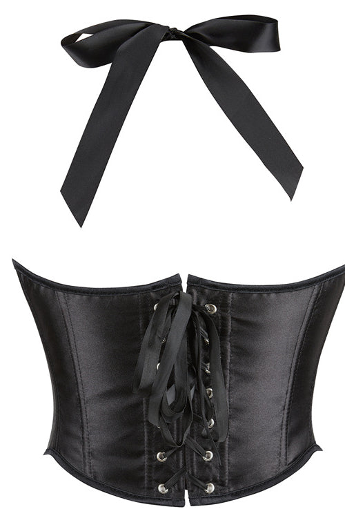 Black Halter Bustier Corset Top