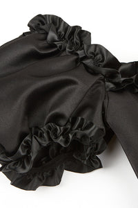 Black Puff Sleeves Lace-Up Corset Top