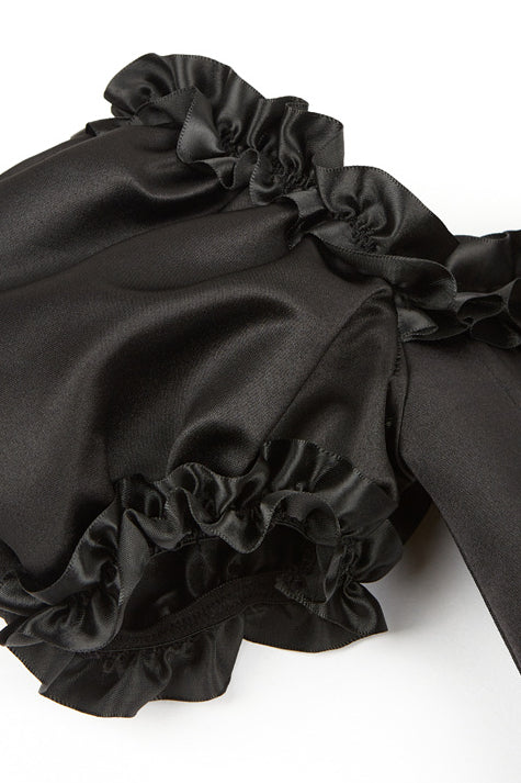 Black Puff Sleeves Lace-Up Corset Top