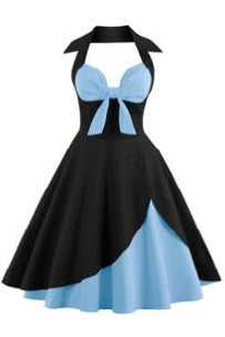 Sexy Red Halter A-line Vintage Dress with Bow