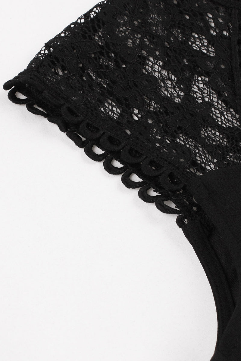 Black Lace Sleeveless A-line Vintage Dress