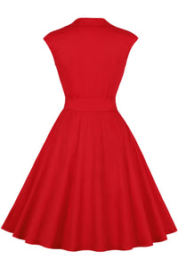 Red Dot A-line Belt Vintage Dress