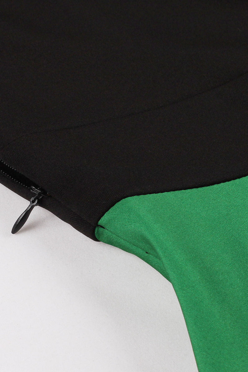 Christmas Green Off-Shoulder Long Sleeves A-line Vintage Dress