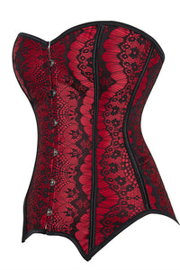 Wine Red Lace-Up Strapless Lace Bustier Corset Top