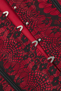 Wine Red Lace-Up Strapless Lace Bustier Corset Top
