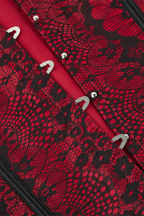 Wine Red Lace-Up Strapless Lace Bustier Corset Top