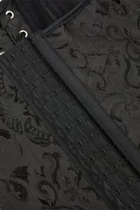 Black Floral Lace-Up Strapless Boned Bustier Corset Top