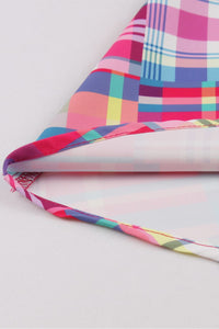 Rose Pink Plaid Lapel A-line Vintage Dress