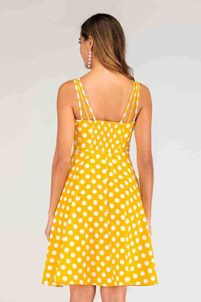 Yellow Straps Dot A-line Vintage Dress