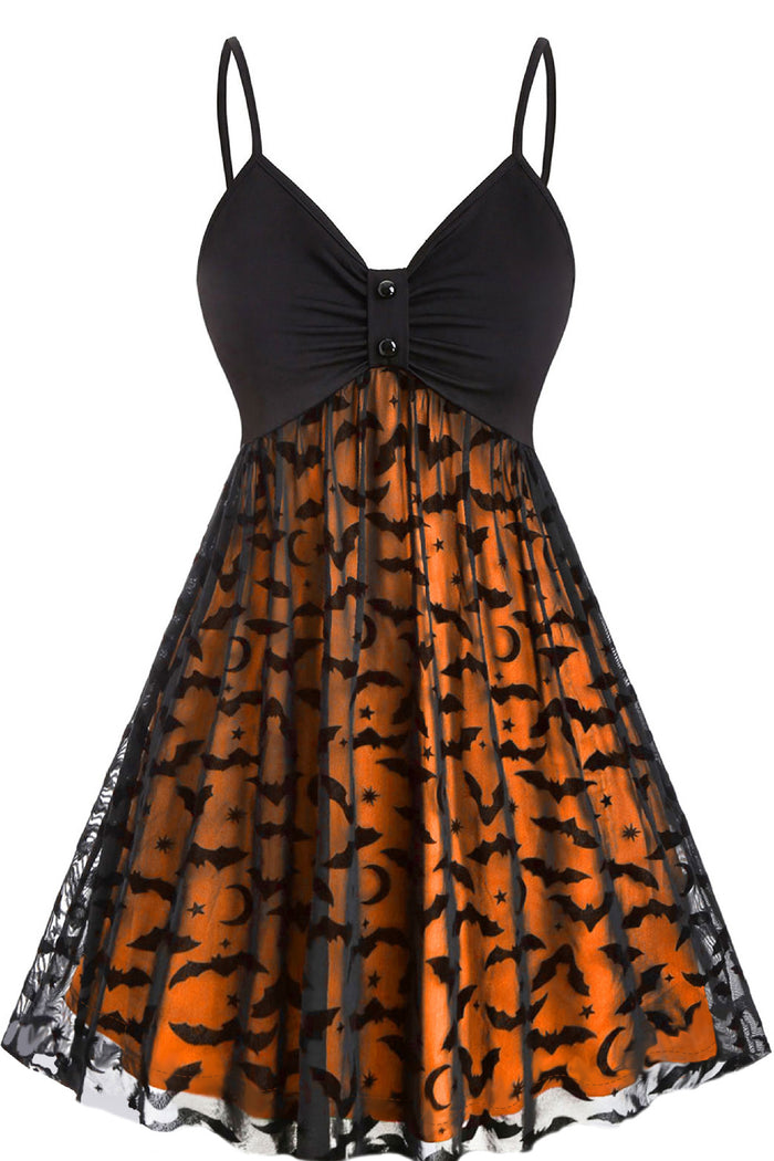 Sexy Orange Bat Empire Silp Vintage Dress