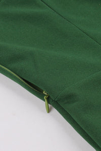 Green Embroidery Sheath Bell Sleeves Vintage Dress