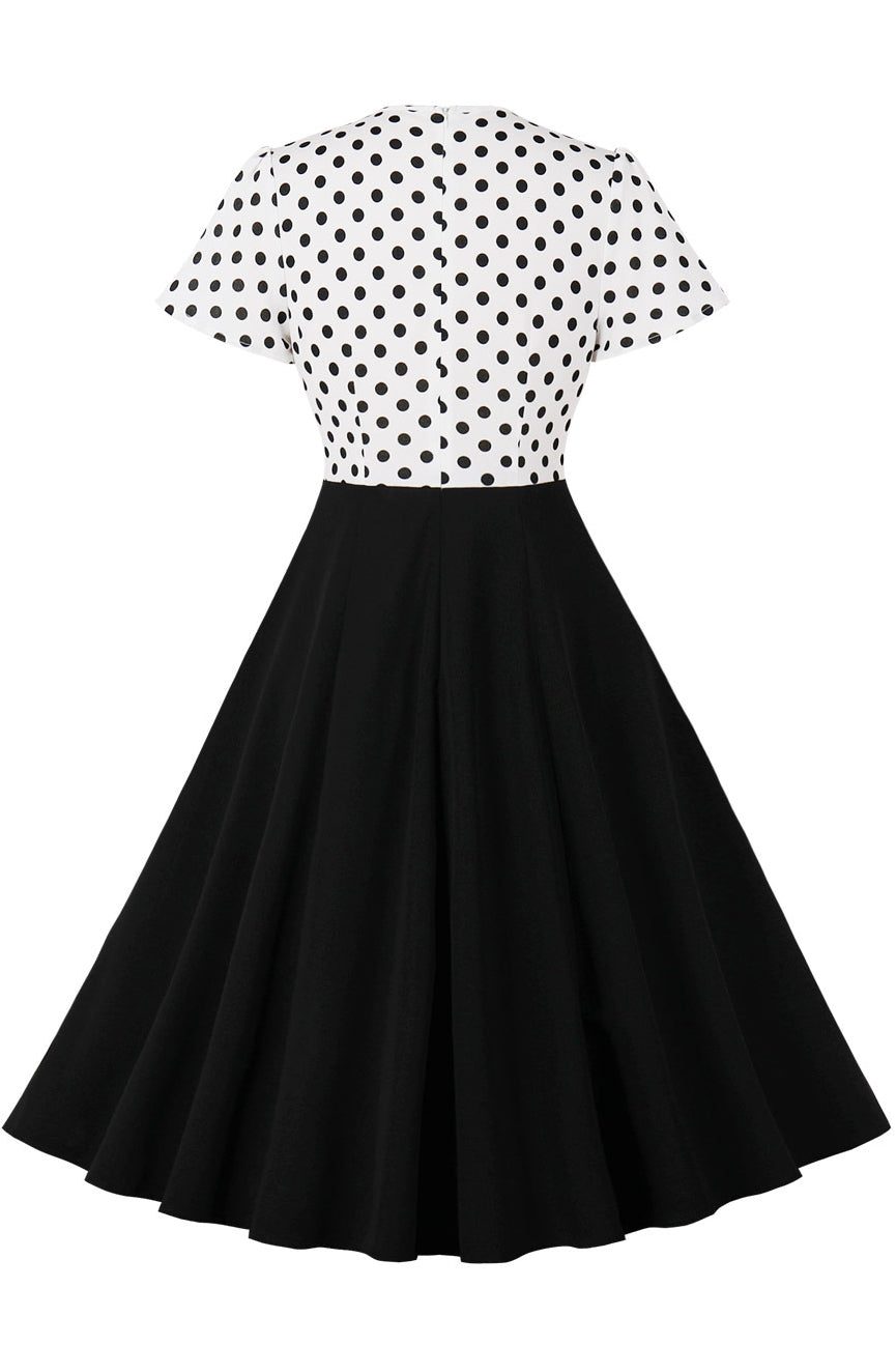 Black A-line Dot Top Vintage Dress