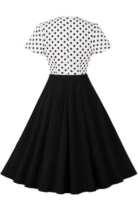 Black A-line Dot Top Vintage Dress