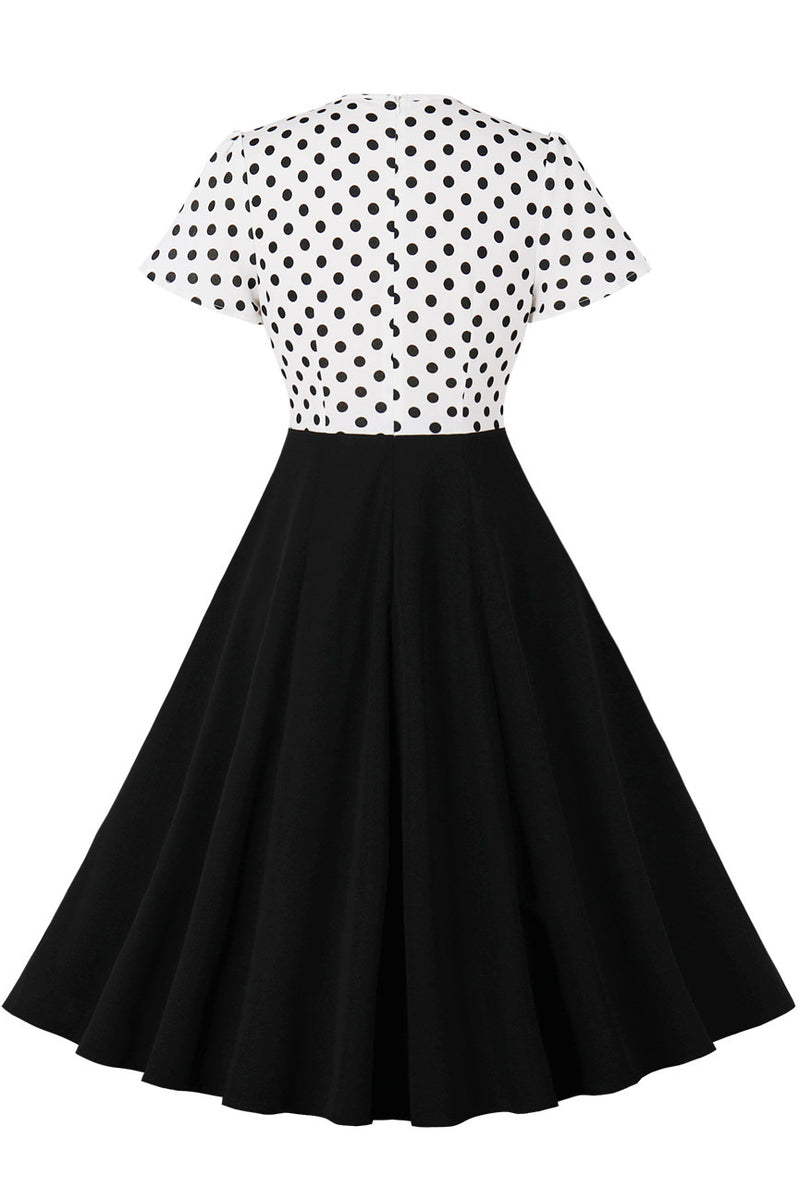 Black A-line Dot Top Vintage Dress