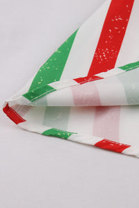 Christmas Red and Green Stripes A-line Bow Tie Straps Vintage Dress