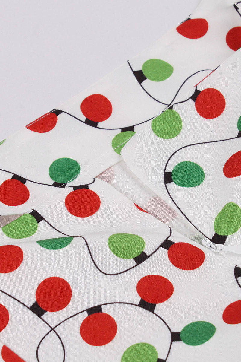 Red and Green Dot Bow Tie Straps Vintage Dress