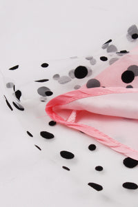 Pink Dot Black Top Bow Tie Sash A-line Vintage Dress