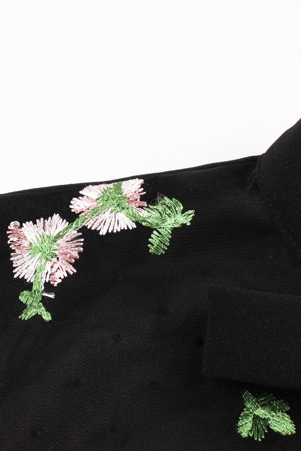 Black Sleeveless Bow Tie A-line Embroidery Vintage Dress