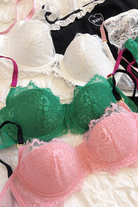 White & Green & Pink Lace Lingerie