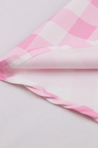 Pink Bow Tie Halter Plaid A-line Vintage Dress