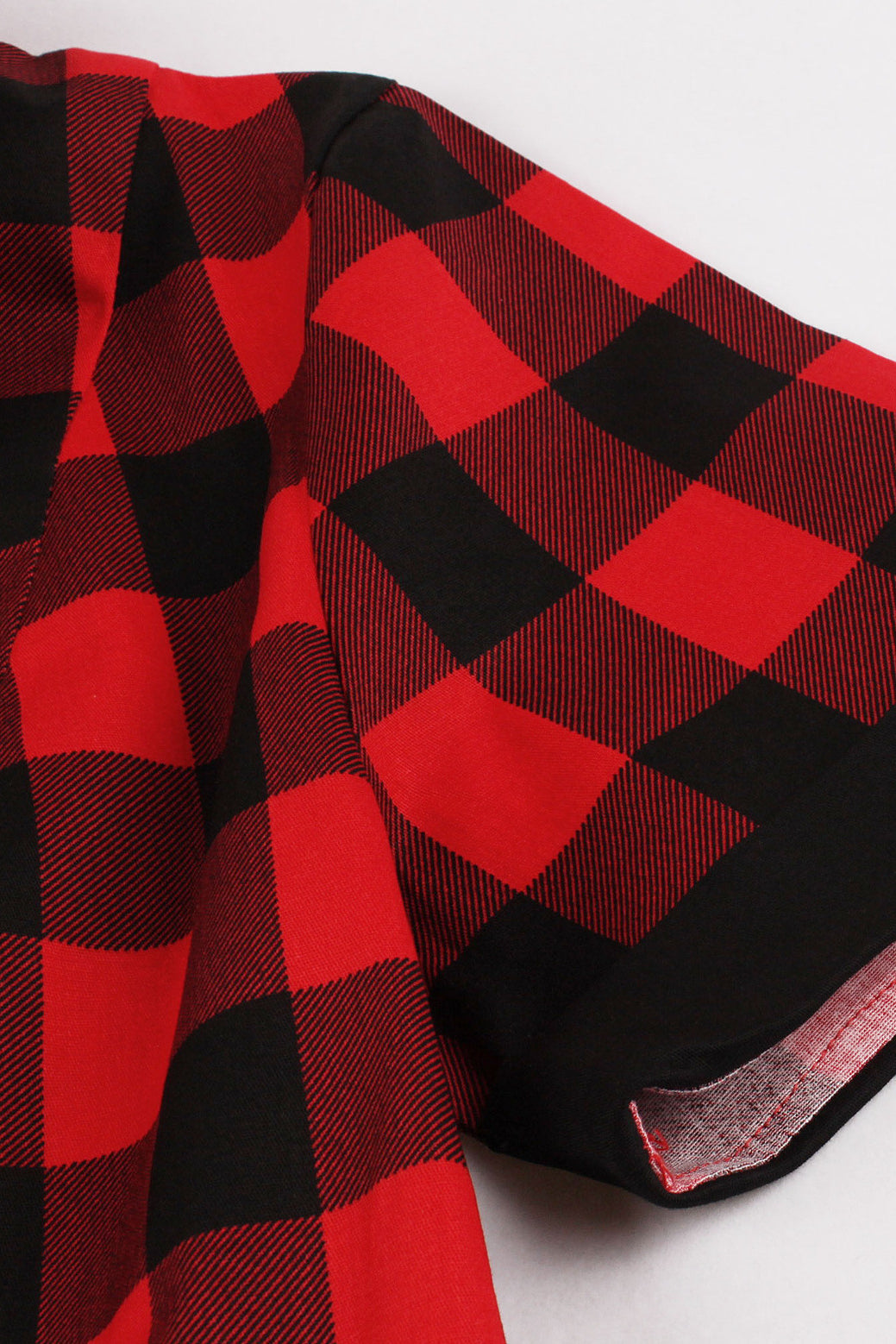 Red Lapel Plaid A-line Vintage Dress