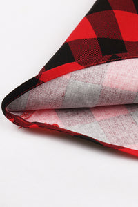 Red Lapel Plaid A-line Vintage Dress