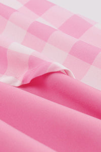 Pink Halter Plaid A-line Vintage Dress with Bow