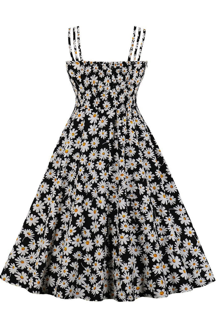 Black Floral A-line Slip Vintage Dress