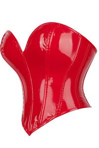 Red PVC Leather Strapless Lace-Up Bustier Corset Top