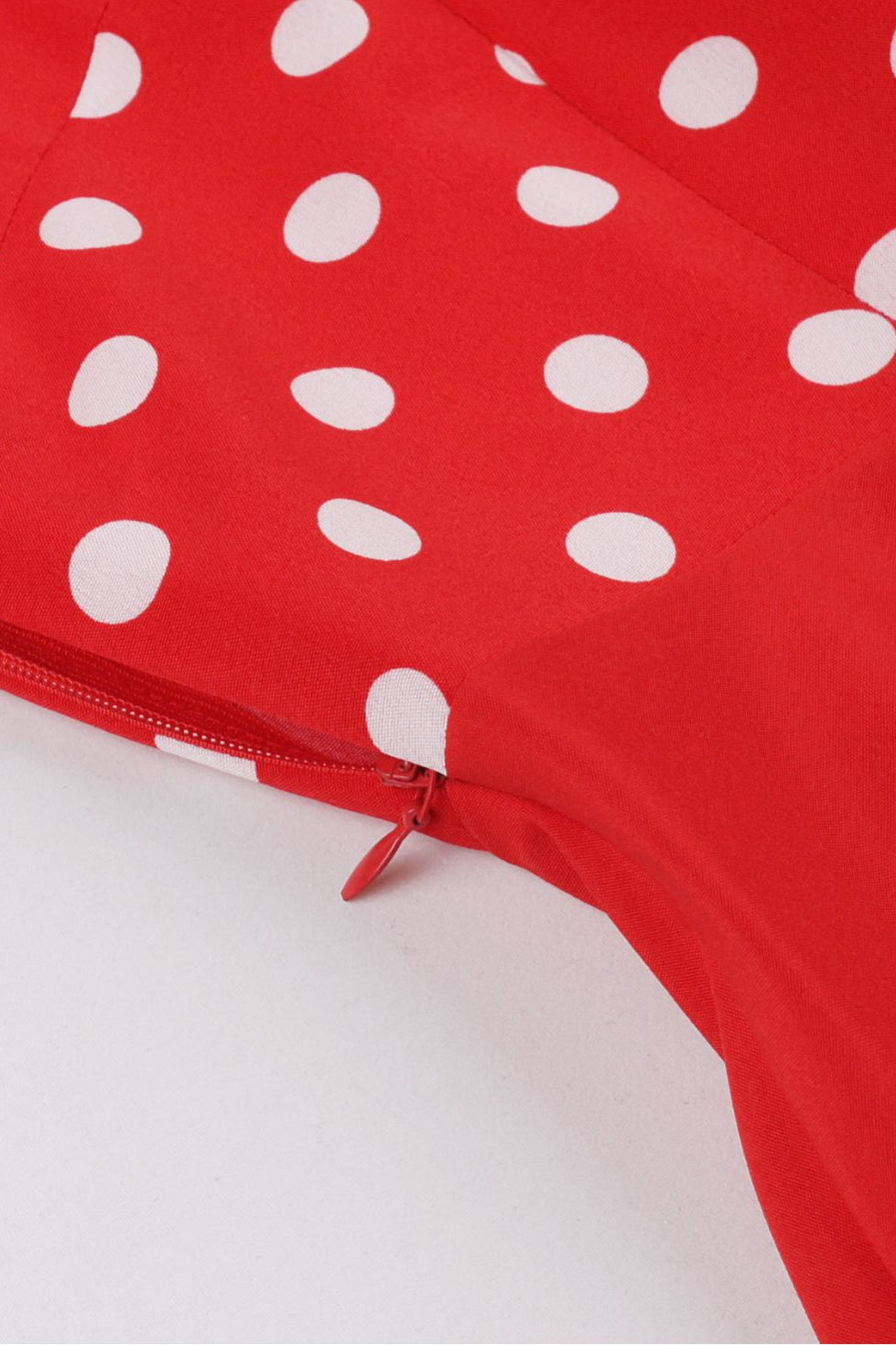 Red Dotted Top Long Sleeves A-line Bow Sash Vintage Dress