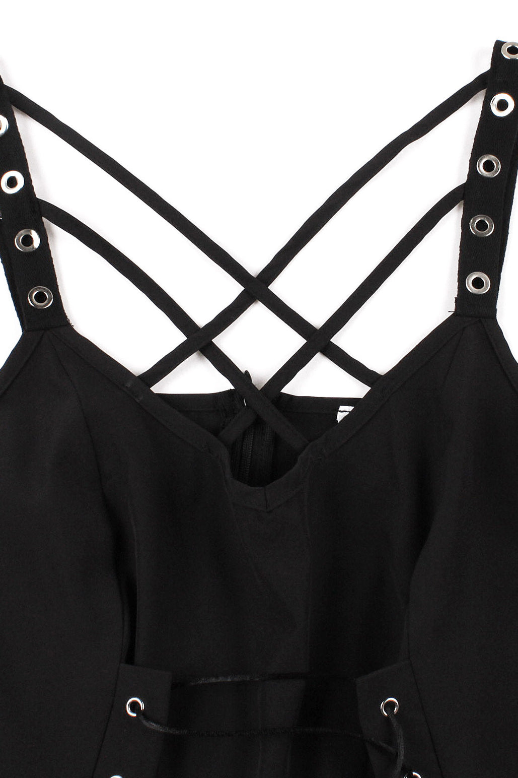 Black Lace-Up A-line Vintage Dress