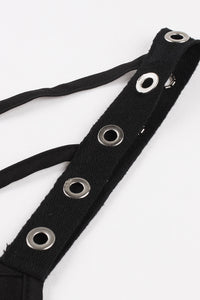 Black Lace-Up A-line Vintage Dress