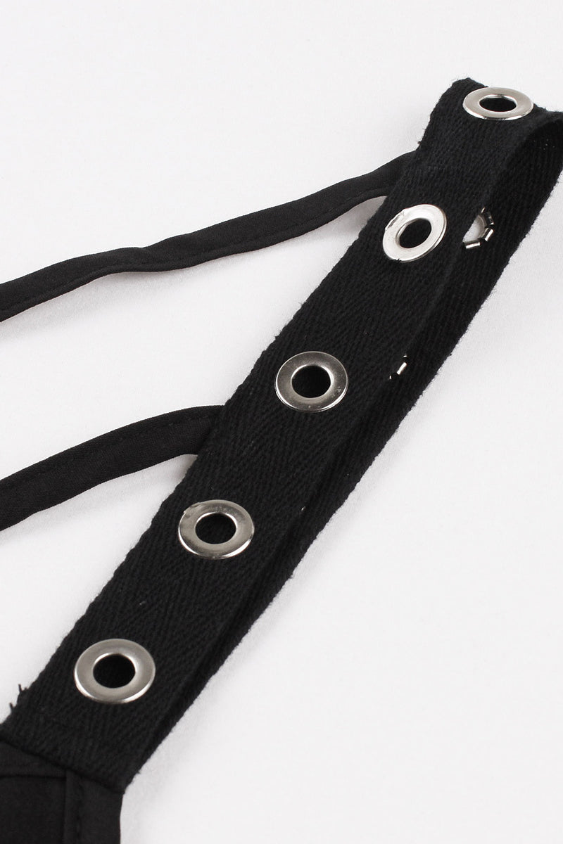 Black Lace-Up A-line Vintage Dress