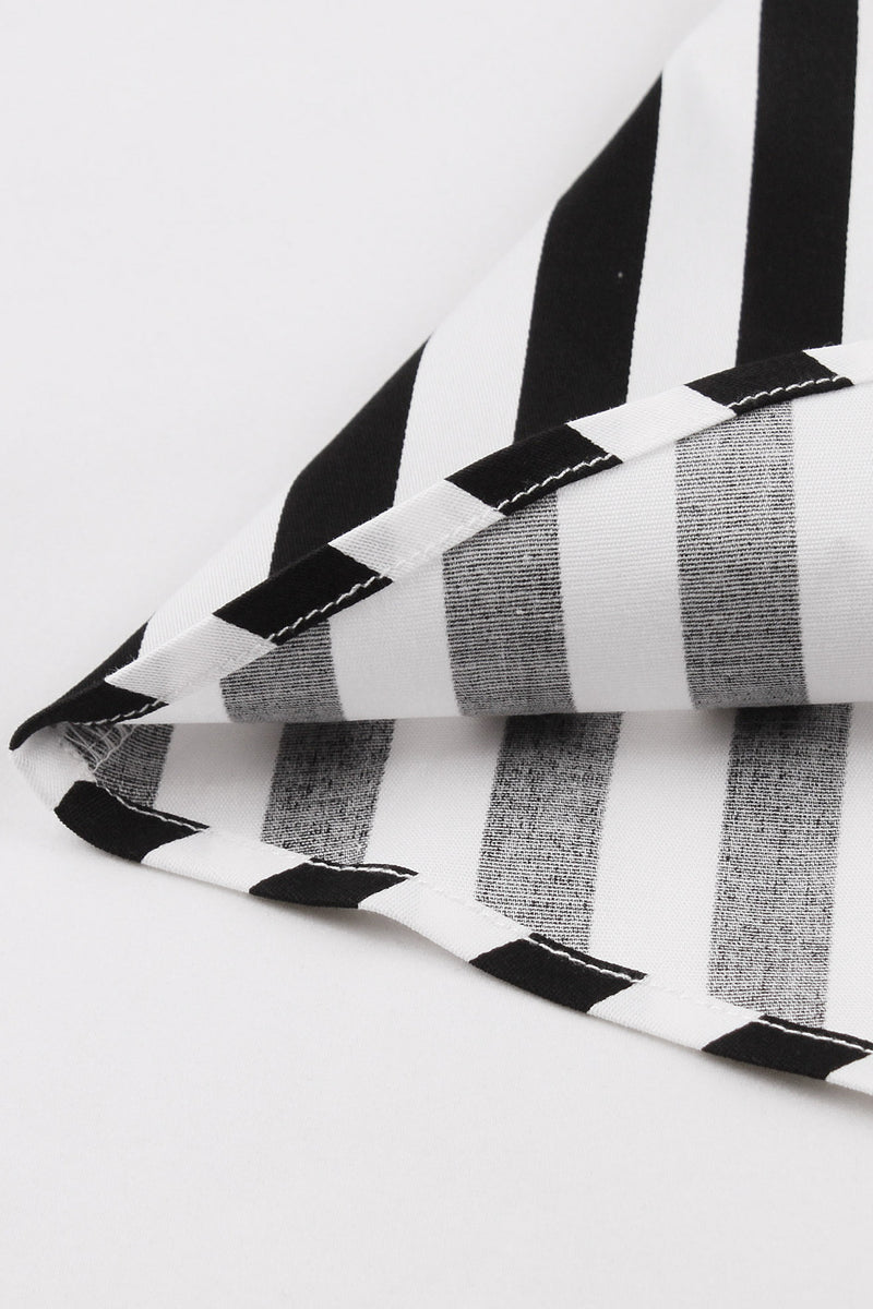 Black and White Stripes Halter A-line Vintage Dress