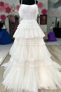 Pink Off-the-Shoulder Feathers Multi-Layers Long Prom Dress with Slit