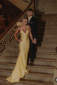 V-neck Red Mermaid Long Dress with Train