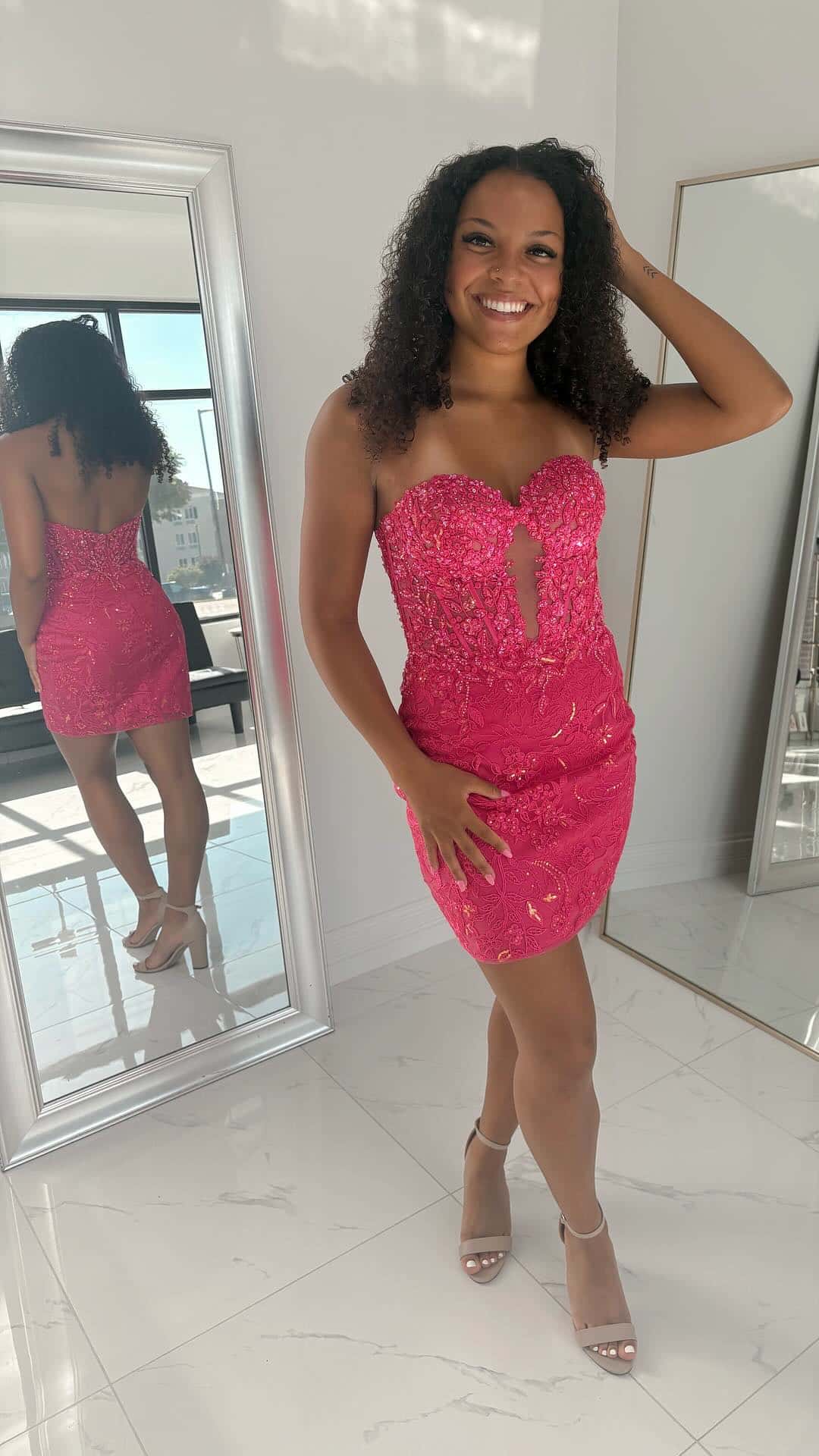 Sweetheart Blue Lace Tight Cocktail Dress