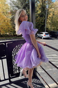 White Surplice Ruffles Straps Tulle Homecoming Dress