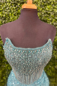 Pink Strapless Sequins Sheath Beaded Homecoming Dress