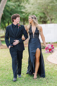 Halter Green Appliques Satin Ruched Prom Dress