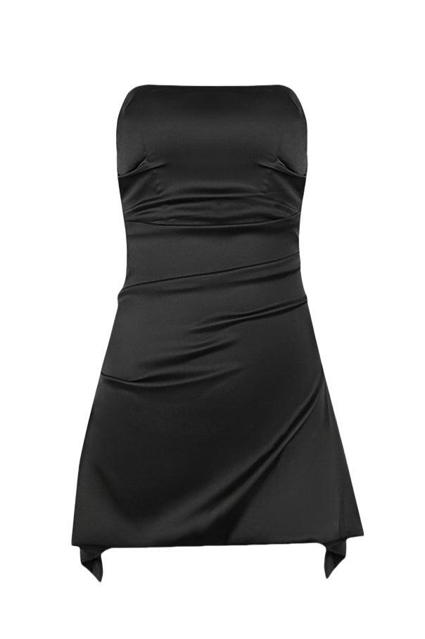 Strapless Aqua Irregular Hem Short Dress