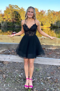 Dark Green A-line Straps Beaded Appliques Homecoming Dress