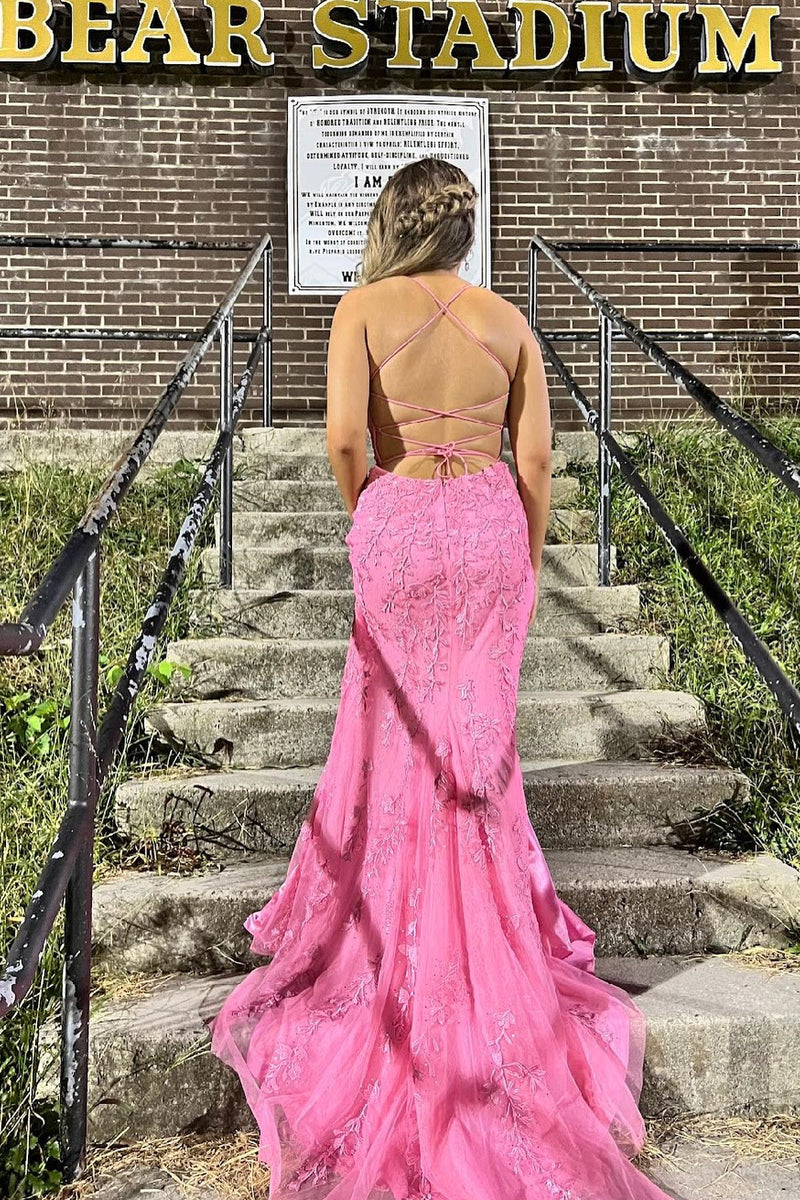 Royal Blue Lace Mermaid Long Formal Dress with Slit