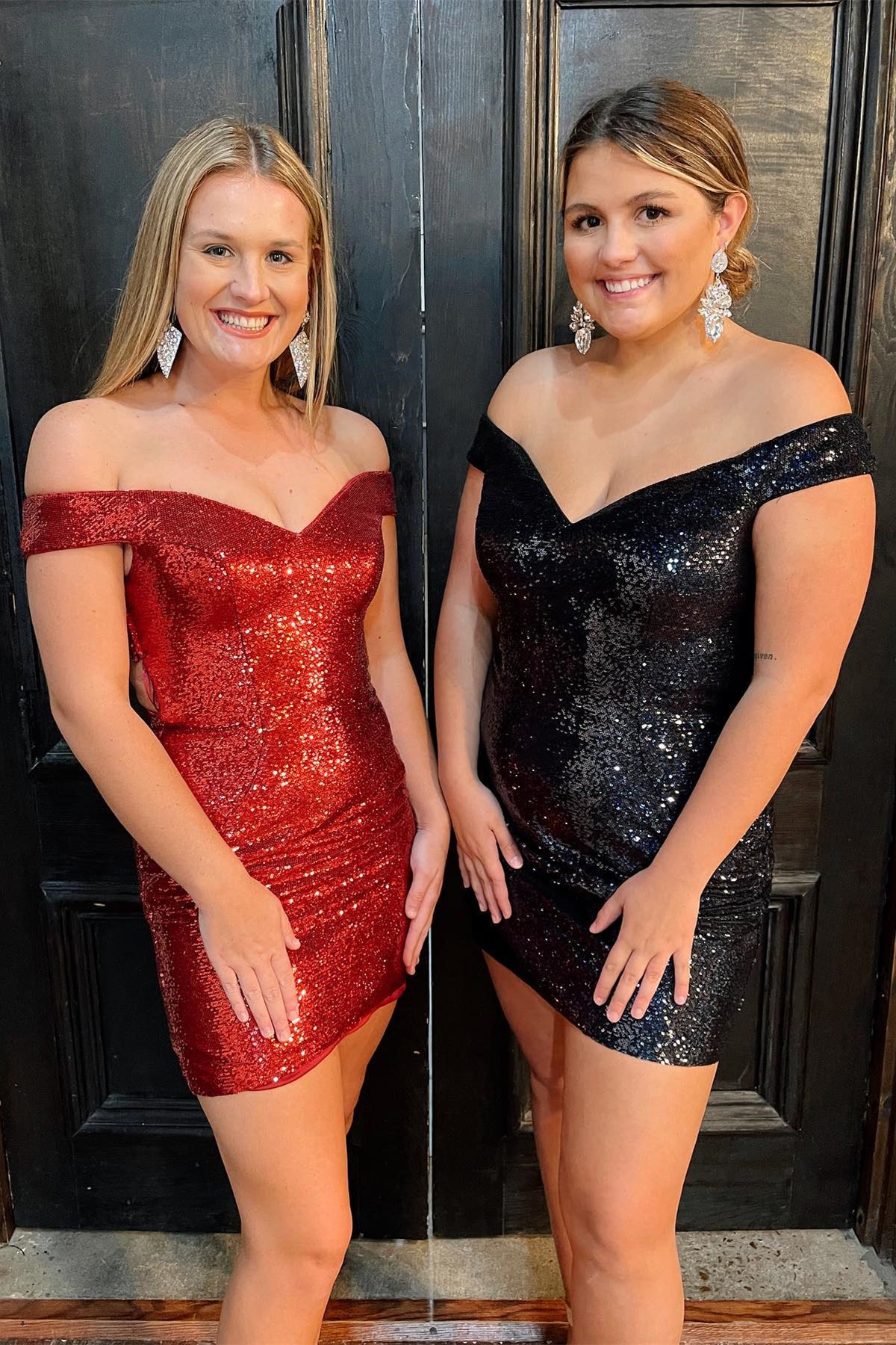 Royal Blue Sequin Off-the-Shoulder Bodycon Homecoming Dress