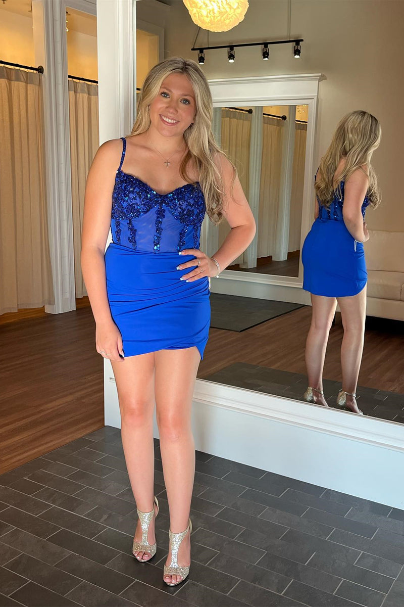 Black Straps Beaded Sheath Satin Homecoming Dress