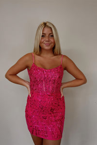 Glittery Lace-Up Mini Homecoming Dress