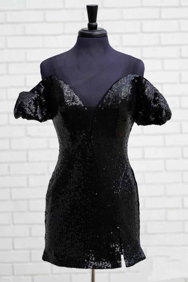 Royal Blue Plunging Off-the-Shoulder Sequins Sheath Homecoming Dress