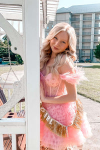 Sweet Feathered Straps A-Line Multi-Tiered Homecoming Dress