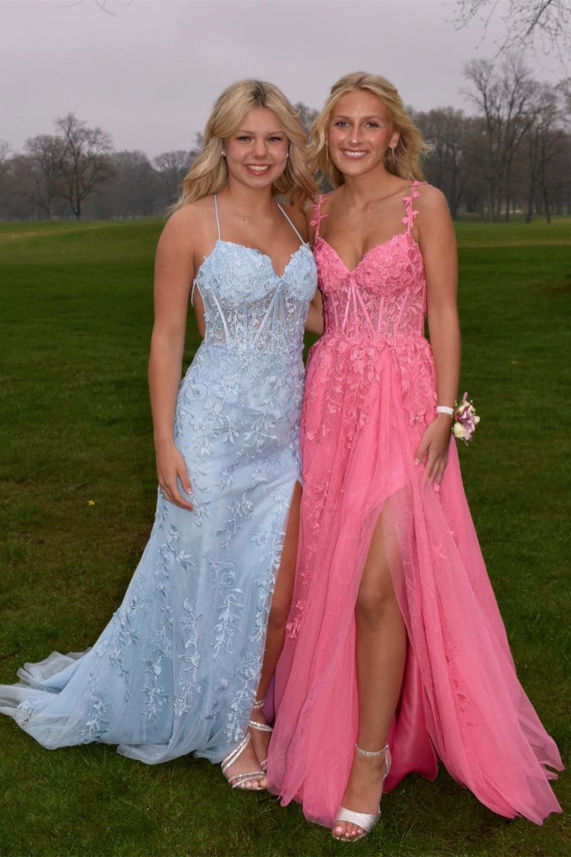 Royal Blue Lace Mermaid Long Formal Dress with Slit